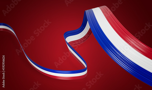 3d Flag Of Paraguay, 3d Waving Paraguay Ribbon Flag Isolated On Red Background, 3d illustration