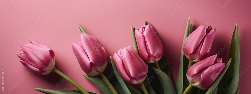 Tulips on pink background with copy space for text Tulips on pink background with copy space for text