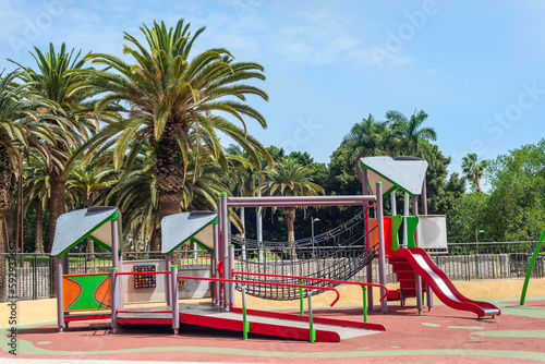 Games for children in a park in Santa Cruz de Tenerife. Canary Islands.