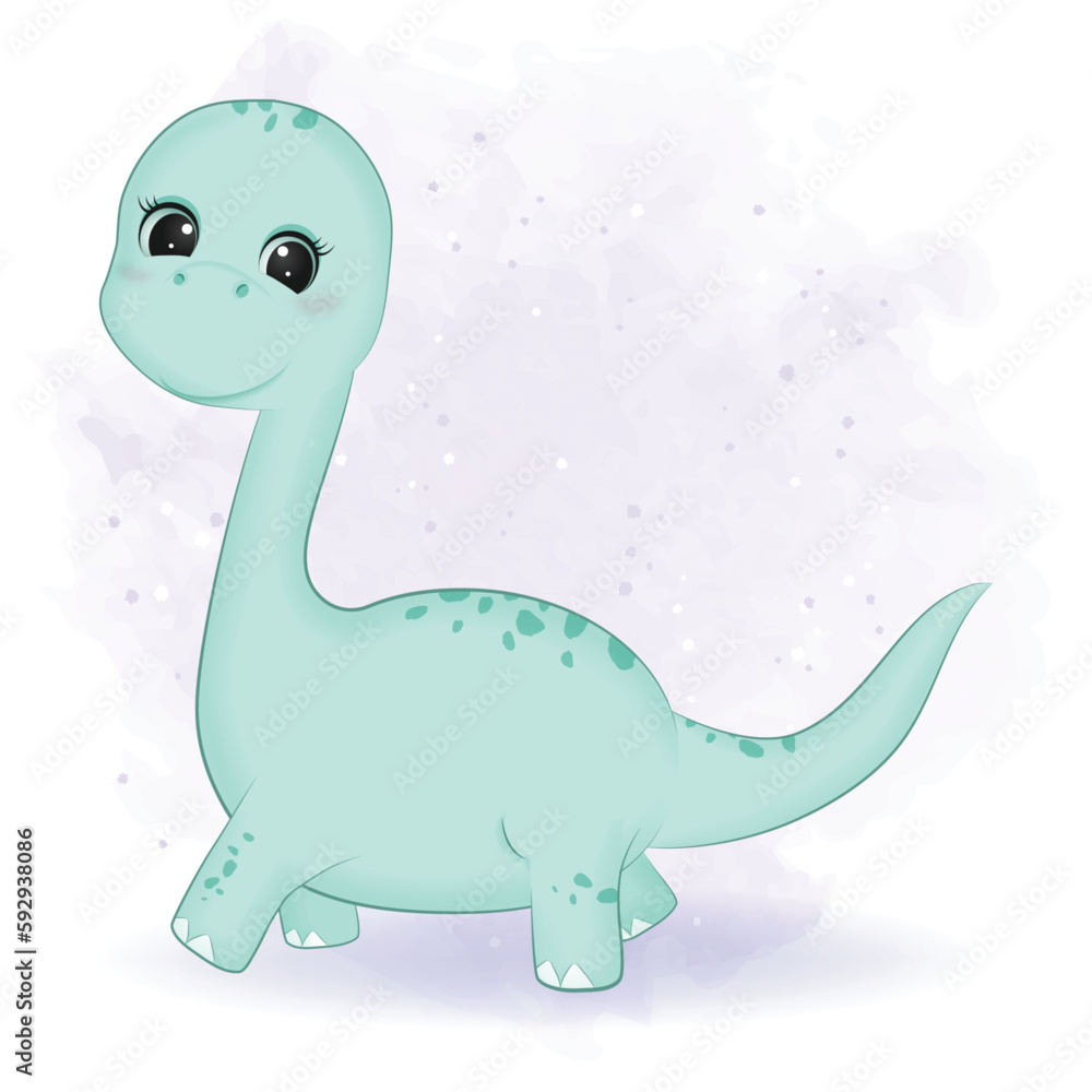 Obraz premium Cute Little Dinosaur, Primeval animal cartoon illustration
