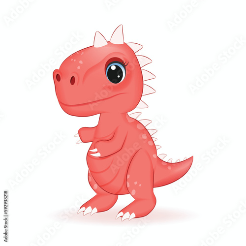 Cute Little Dinosaur  Primeval animal cartoon illustration