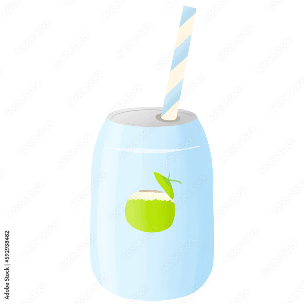 Coconut juice can cartoon illustration Coconut juice can cartoon illustration