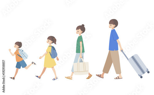 帰省や旅行に出かける家族