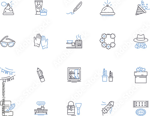 Accessories outline icons collection. Jewelry, Hat, Belt, Scarf, Wallet, Sunglasses, Shoes vector and illustration concept set. Purse, Tie, Watch linear signs