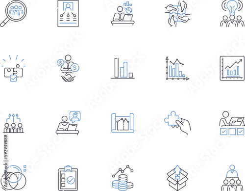 System design outline icons collection. System, Design, Architecture, Modeling, Algorithm, Coding, Simulation vector and illustration concept set. Interface, Protocols, Components linear signs