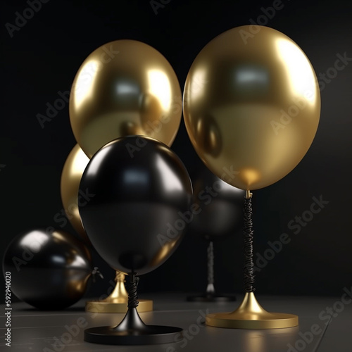 Black and gold greeting present set for party and holiday