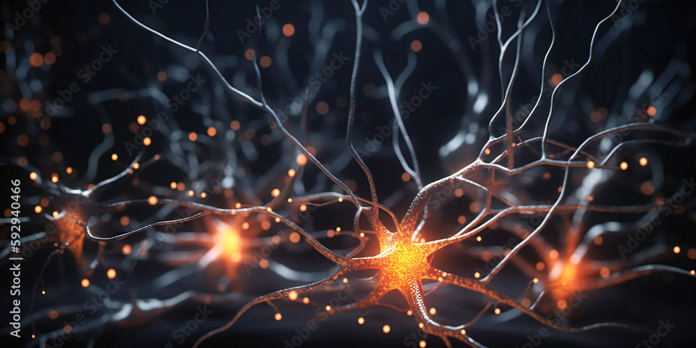 neuron cells and neurons in the dark background neuron cells and neurons in the dark background