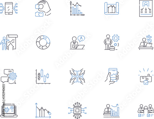 System administration outline icons collection. Administration, System, Management, Networking, Services, Resources, Security vector and illustration concept set. Patching, Monitoring, Automation