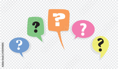 Set of colorful speech bubbles question mark