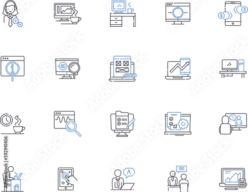 Networking people outline icons collection. Networking, People, Connecting, Socializing, Engaging, Meeting, Interacting vector and illustration concept set. Conversation, Greeting, Acquaintances
