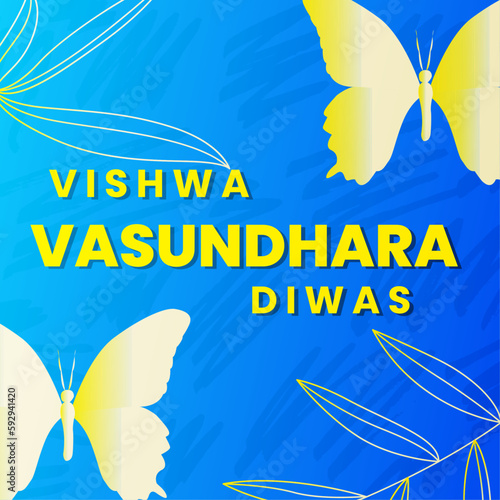 Vishwa Vasundhara Diwas Background Illustration of a earth day banner, for nature and environment preservation holiday celebration photo