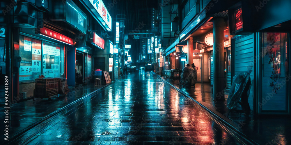 night lights, neon, torii, city street, tokyo premium photo,