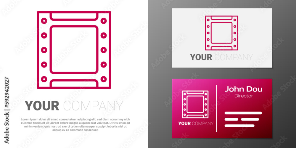 Fototapeta premium Logotype line Play video icon isolated on white background. Film strip sign. Logo design template element. Vector