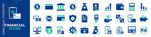 Business and Finances Icon Set. Flat Design Solid Icon