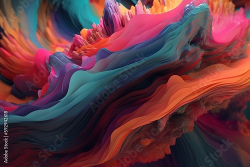 A colorful abstract design with overlapping layers and gradients, Generative AI