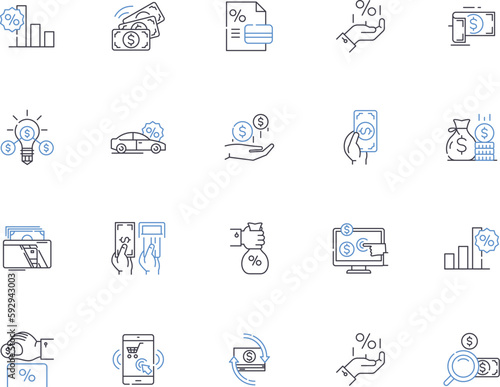 Sales people outline icons collection. Salespeople, Seller, Vendors, Merchandiser, Salesmen, Retailers, Peddlers vector and illustration concept set. Agents, Traders, Brokers linear signs