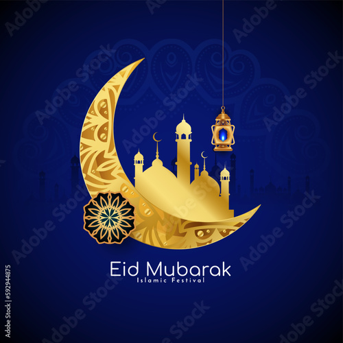 Religious Islamic Eid Mubarak festival greeting background design
