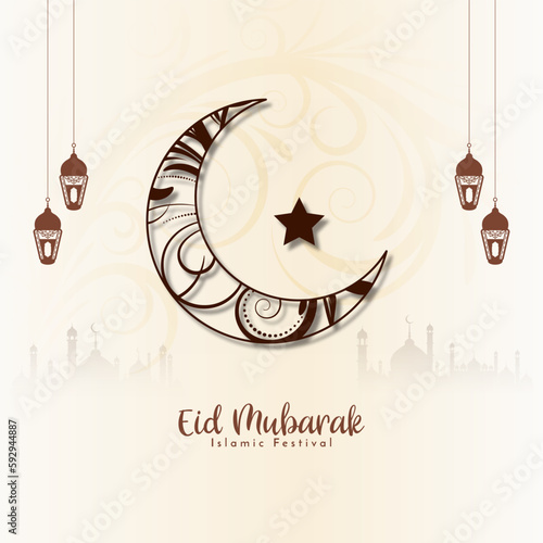 Eid Mubarak Islamic festival beautiful greeting background design