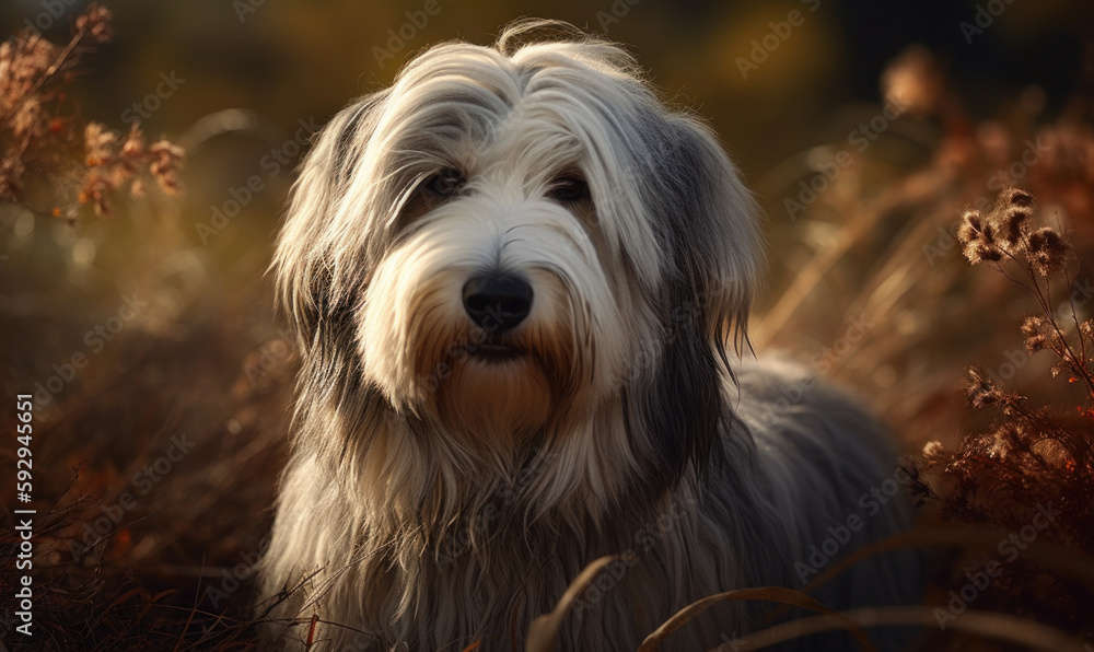 photo of bearded collie in its natural habitat. Generative AI photo of bearded collie in its natural habitat. Generative AI