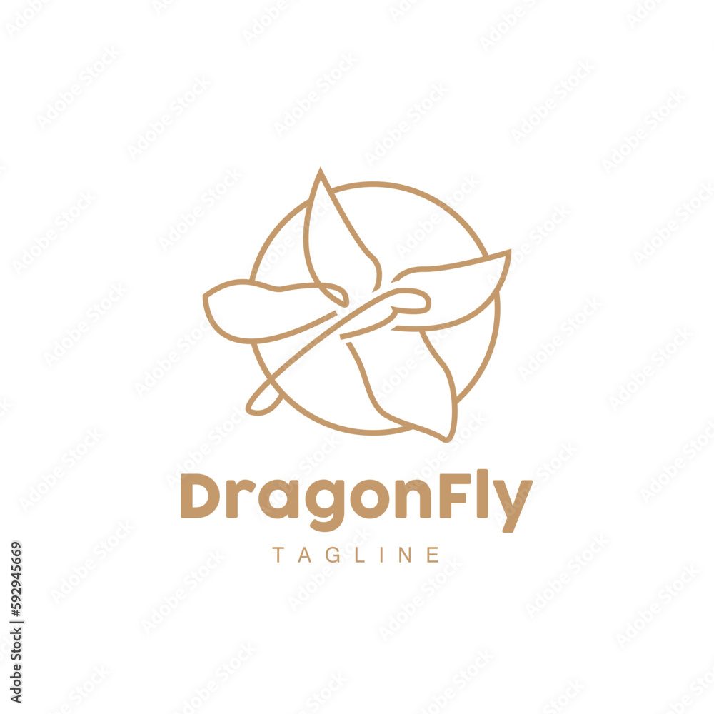 Obraz premium Dragonfly Logo, Flying Animal Design, Vector Simple Line Style, Icon Symbol Illustration