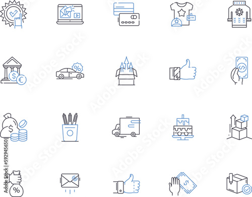 Shopping outline icons collection. Bargain, Buy, Store, Mall, Item, Outlet, Retail vector and illustration concept set. Purchase, Market, Search linear signs