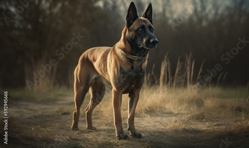 photo of Belgian Malinois in its natural habitat. Generative AI