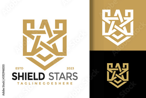 Shield Star logo vector icon illustration