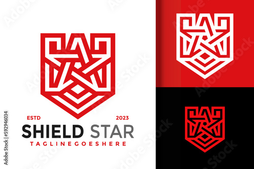 Shield Star Castle logo vector icon illustration