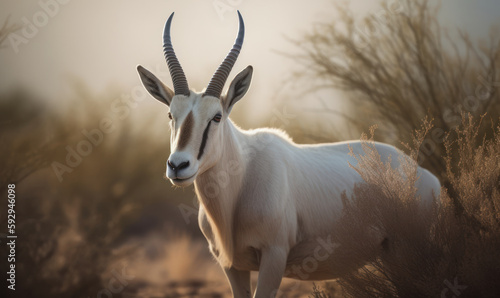 close up photo of Oryx beisa in its natural habitat. Generative AI