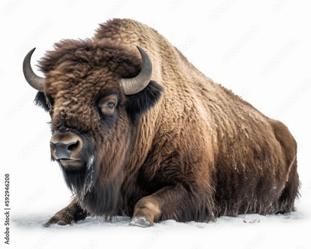 photo of bison isolated on white background. Generative AI photo of bison isolated on white background. Generative AI