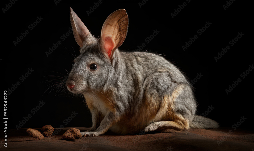 Obraz premium photo of bilby (macrotis lagotis) on black background. Generative AI