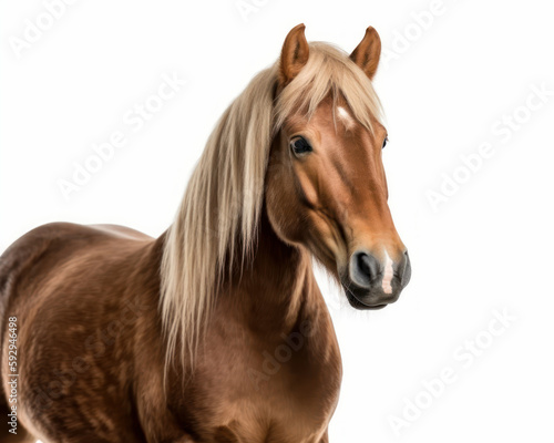 photo of Belgian horse isolated on white background. Generative AI © Bartek