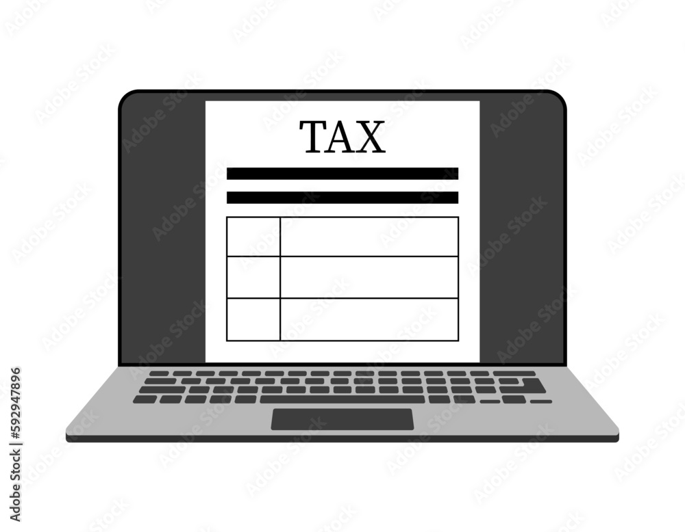 Online Tax payment, Income tax calculation on laptop Online Tax payment, Income tax calculation on laptop