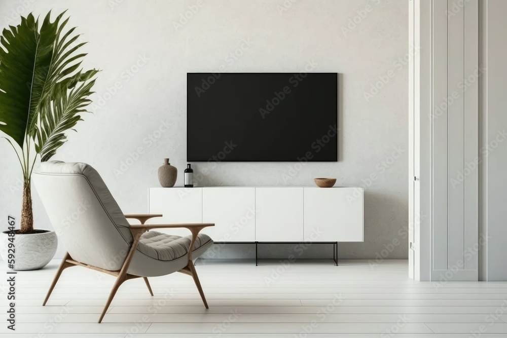 Living room interior with tv on wall Living room interior with tv on wall