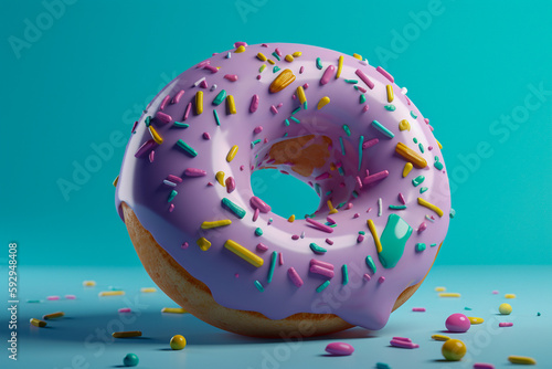 Tasty donut. Super photo realistic background, generative ai 3d illustration