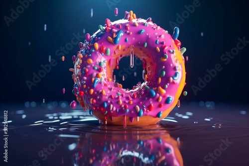 Tasty donut. Super photo realistic background, generative ai 3d illustration