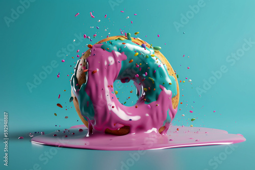 Tasty donut. Super photo realistic background, generative ai 3d illustration