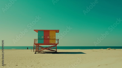 minimal beach scene, front view Generative AI © bahadirbermekphoto