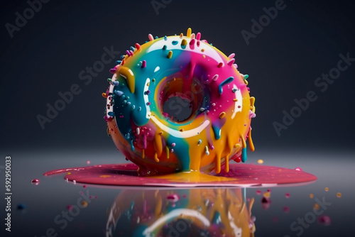 Tasty donut. Super photo realistic background, generative ai 3d illustration