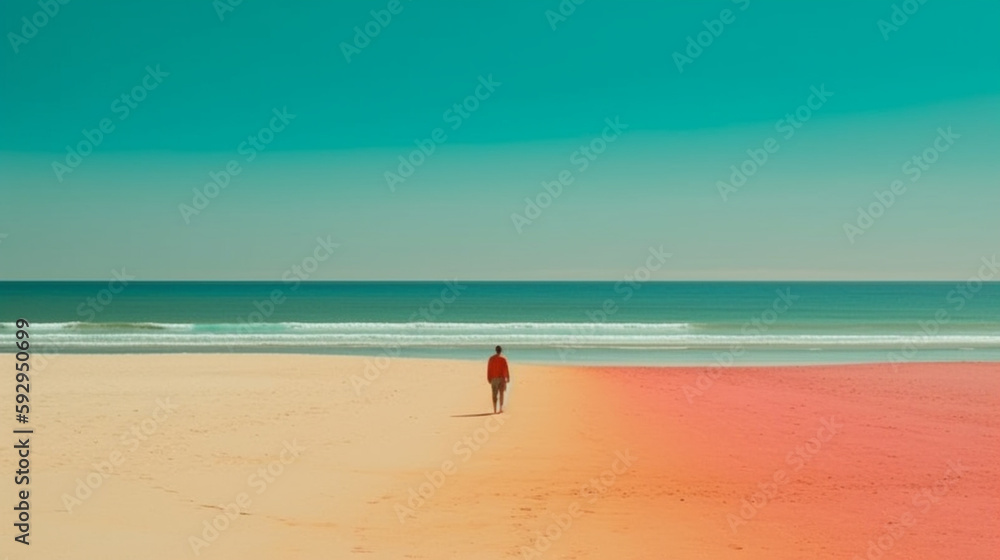 minimal beach scene, front view Generative AI