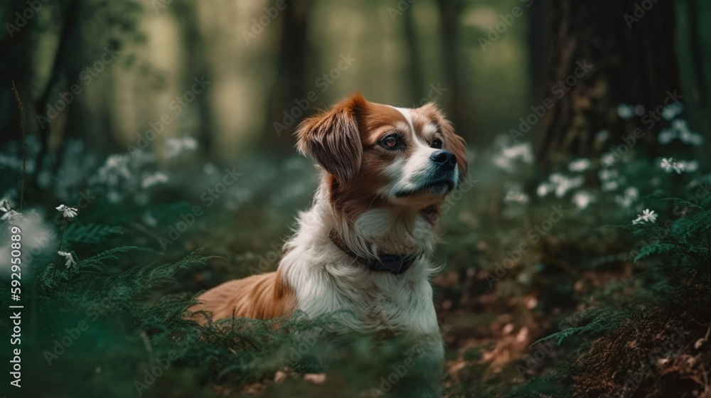 Kleiner Hund der Rasse Jack Russell Terrier im Wald