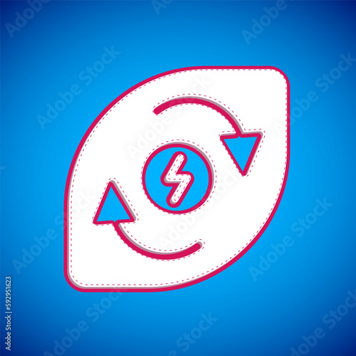 White Water energy icon isolated on blue background. Ecology concept with water droplet. Alternative energy concept. Vector