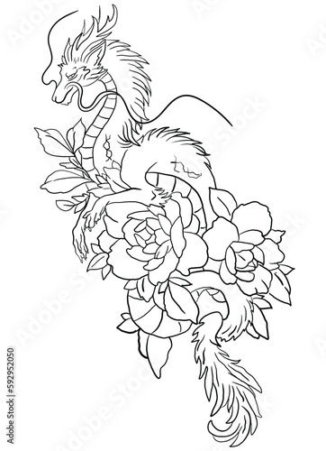 Immerse yourself in the world of fantasy with Mythical Creatures, a coloring page featuring a detailed outline illustration of an ancient dragon. Let your imagination soar as you bring this legend.