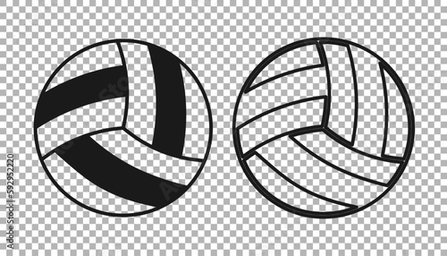 Black Volleyball ball icon isolated on transparent background. Sport equipment. Vector