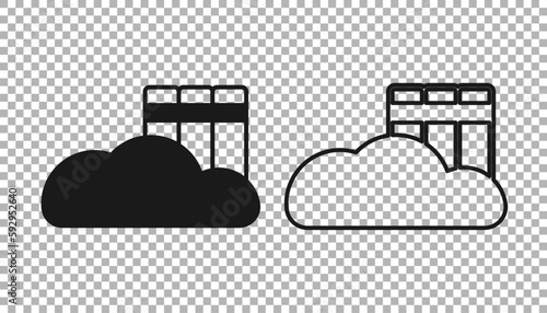 Black Cloud or online library icon isolated on transparent background. Internet education or distance training. Vector