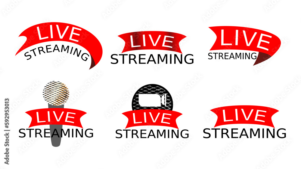 Fototapeta premium Streaming live social media badge set