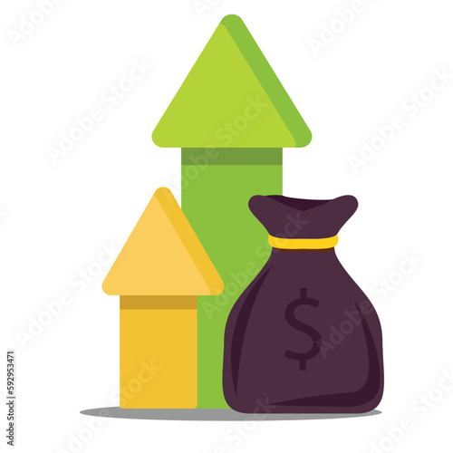 Compound interest, added value, financial investments stock market, future income growth, revenue increase, money return, pension fund plan, budget management, savings account, banking vector icon 