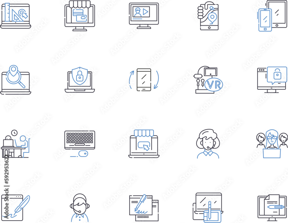 User outline icons collection. User, Profiles, Audience, Customers, Consumers, Visitors, Clients vector and illustration concept set. Individuals, Buyers, Subscribers linear signs