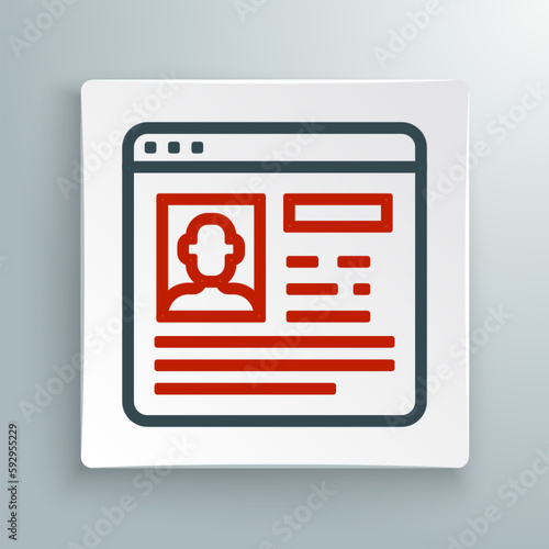 Line Resume icon isolated on white background. CV application. Searching professional staff. Analyzing personnel resume. Colorful outline concept. Vector