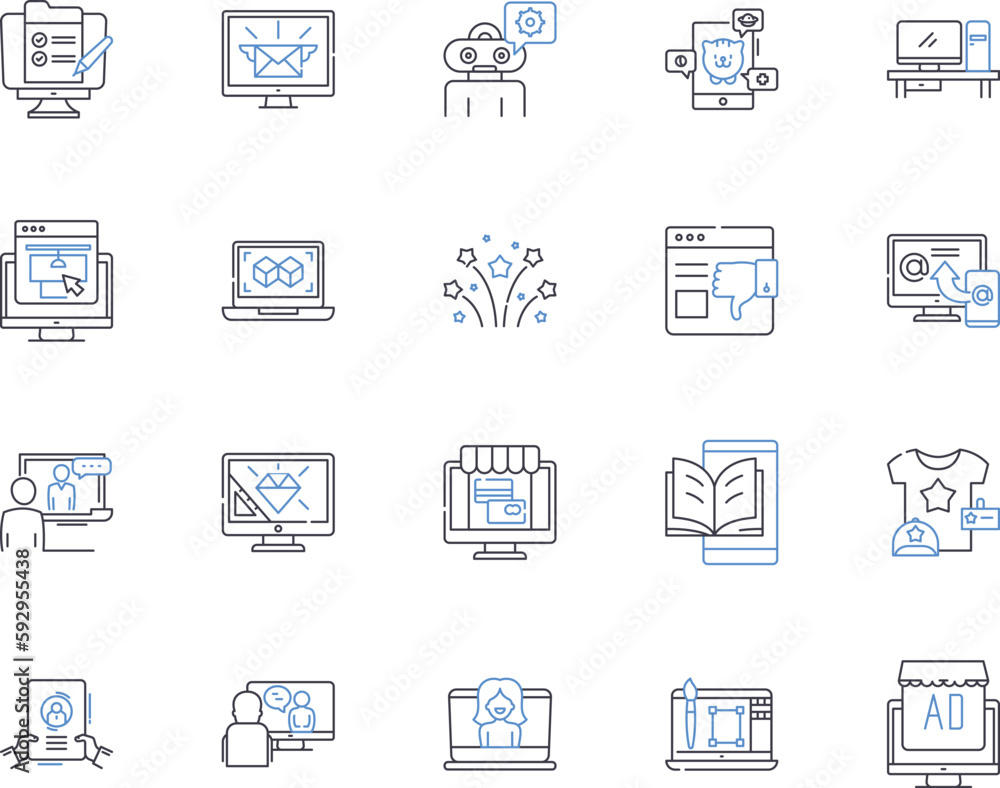 Digital media agency outline icons collection. Digital, media, agency, web, marketing, social, media vector and illustration concept set. strategy,content,creation linear signs Digital media agency outline icons collection. Digital, media, agency, web, marketing, social, media vector and illustration concept set. strategy,content,creation linear signs